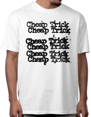 CHEAP TRICK Stacked Logo on white T-shirt NEW LARGE ONLY
