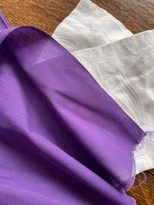 China "Silk" purple vint. lining under lining fabric piece rayon tape mark 40x40