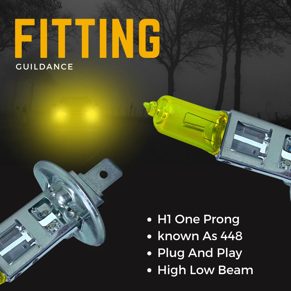 For Ford Fiesta MK7 100w Xenon Yellow Headlight 2008-2012 High Beam Light Bulbs - Image 4 of 4