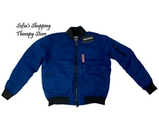 RAWGEAR Men's SMALL  Double Zip Front Puffer Bomber Jacket Navy Quilted Interior