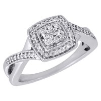 Diamond Engagement Ring Ladies 10k White Gold Round Pave Square Design 0.20 Tcw. on sale Diamond Engagement Ring Ladies 10k White Gold Round Pave Square Design 0.20 Tcw. on sale