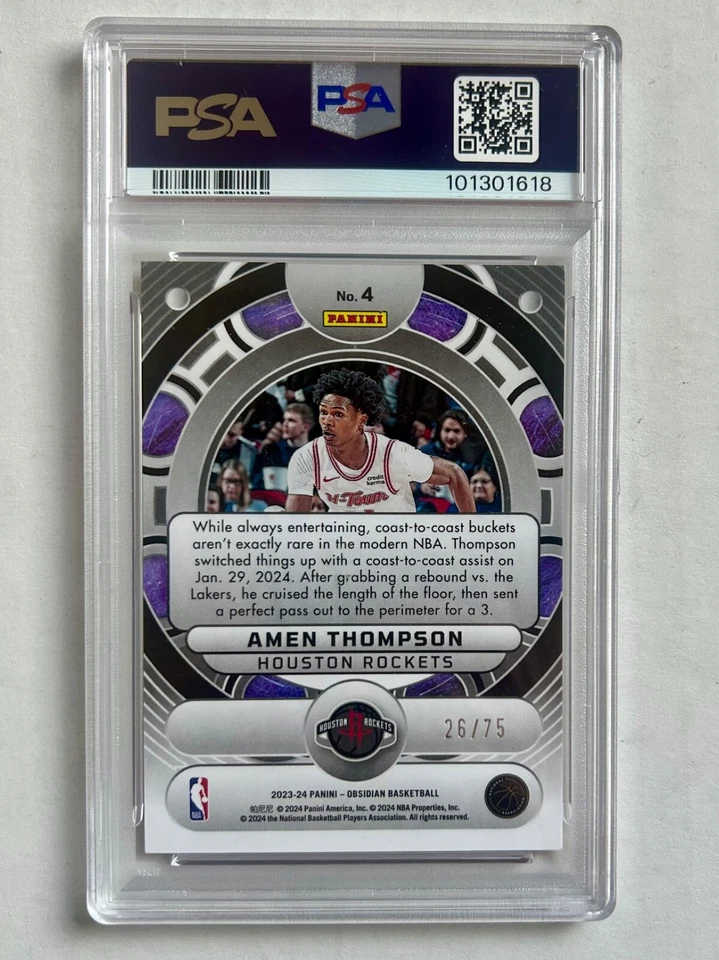 2023-24 Panini Obsidian - Orbital #4 Amen Thompson /75 Rookie Card PSA 9 - Image 2 of 2