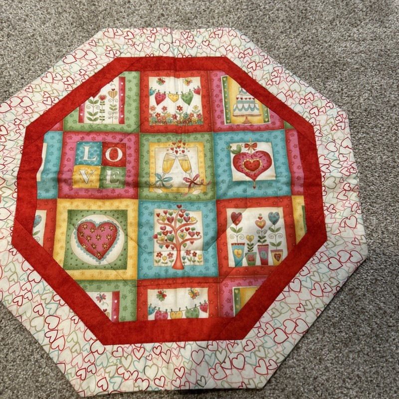Made In The USA. 18 1/2” X 18  1/2” Centerpiece  By Master Quilter Mama Bear.