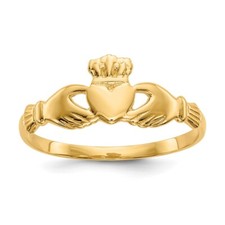 10K Yellow Gold Claddagh Ring Size 7 Gift for Women 1 gram