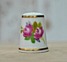 Royal Worcester china thimble - Floral design - Hand decorated - Signed