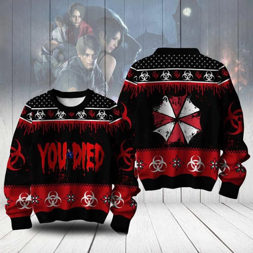 Resident Evil You Died Ugly Christmas Sweater