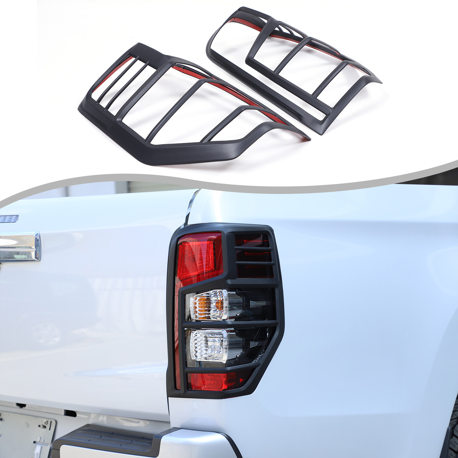 Black Rear Tail Light Guards Covers Trim For Mitsubishi L200 Triton 2019-2023