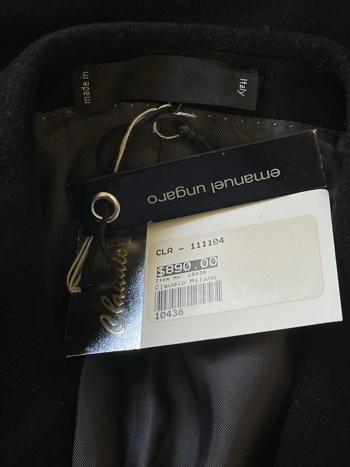 Blazer para hombre Emanuel Ungaro Italia negro lana cachemir 54R venta al por menor $890 Foto 4 de 4