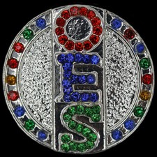 OES Single Snap Button With Crystals - 3 Letters - Eastern Star