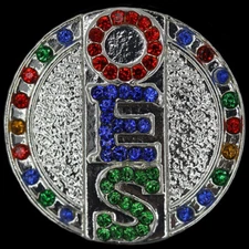 OES Single Snap Button With Crystals - 3 Letters - Eastern Star