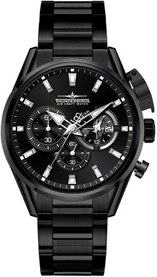 Thunderbirds Herrenuhr Edelstahl Flieger Chronograph mit IP Beschichtung Schwarz