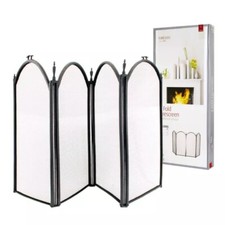 Deville 4 Panel Folding Mesh Fire Guard Screen - Fireplace Safety Protector