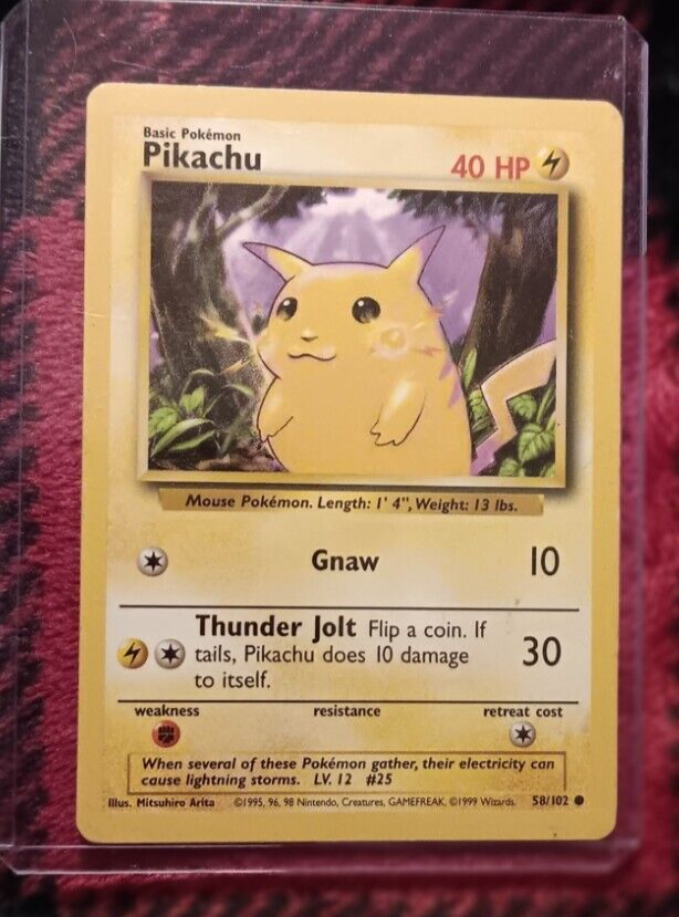 1995 pikachu pokemon card 58/102