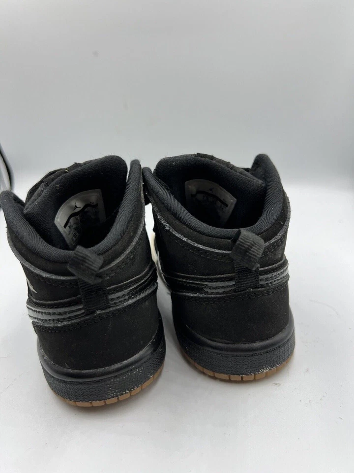 Nike Air Jordan I 1 Mid Black White Dipped Toe 644507-021 BT Toddler sz 8C - Image 4 of 4