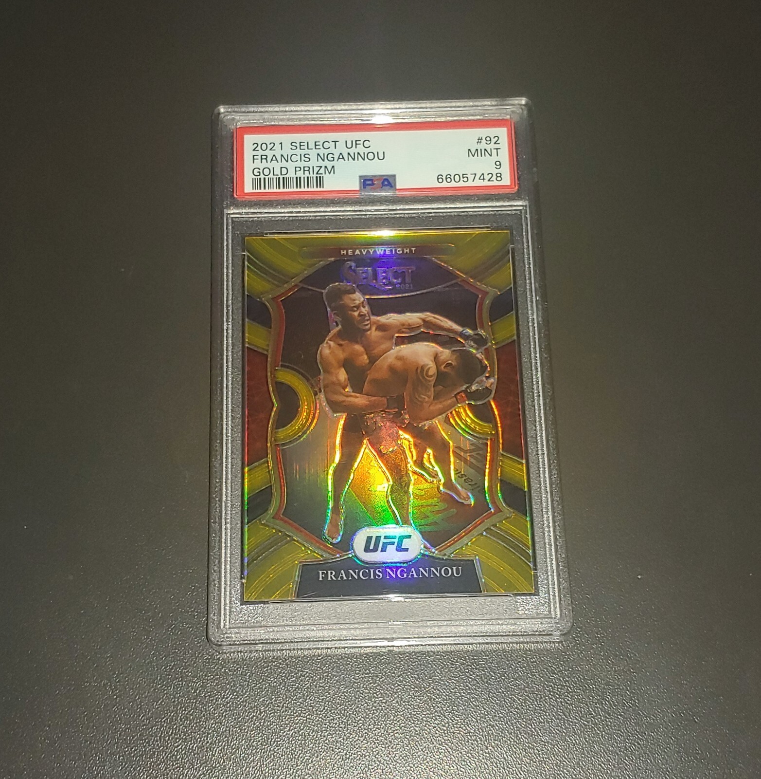Francis Ngannou /10 2021 Panini Select UFC #92 Gold Prizm PSA 9 view 8