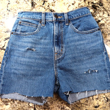 Size 24 Levi Big E Cut Off High Rise Womens Jean Shorts Denim Premium 70s CN