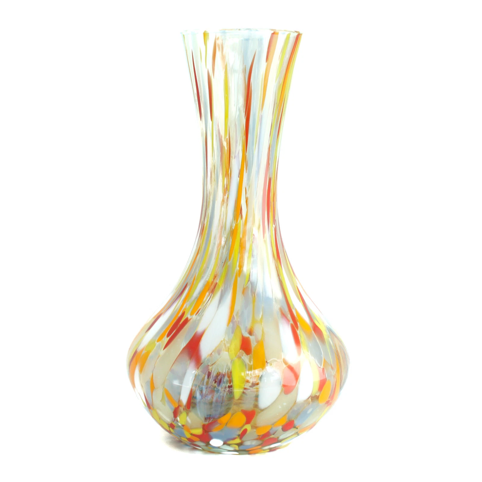 Murano glass vase yellow red multi colored handmade millefiori 19cm high