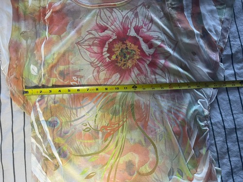 Camicia sontuosa Plus 1X donna manica corta stampa colorata maniche flutter - Foto 5 di 8