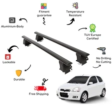 Bare Roof Rack Cross Bars Set for TOYOTA Yaris / Vitz P1 5 Door 99-05 Black