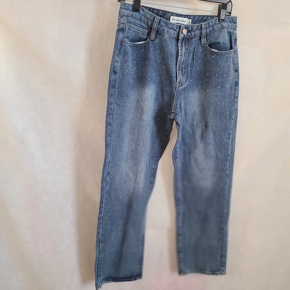 Pantalones de mezclilla para mujer Rebecca Minkoff desgastados con adornos de cristal talla 4, 8, 10 Foto 2 de 4