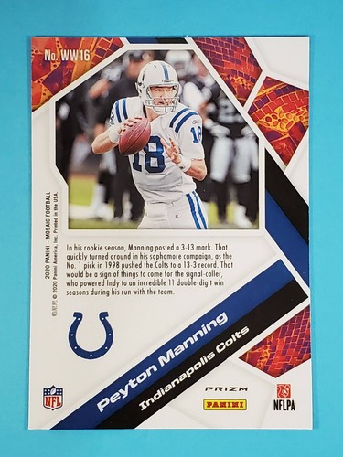 2020 Panini Mosaic Will To Win GREEN Peyton Manning Indianapolis Colts #WW16 - Picture 2 of 2
