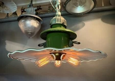 20" Grn Line Material Streetlight UL-Socket NOS  Radial Shade, Benjamin Cluster