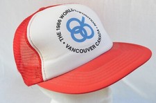 Vtg 1986 80s World Exposition Vancouver Canada Snapback Trucker Mesh Hat Cap