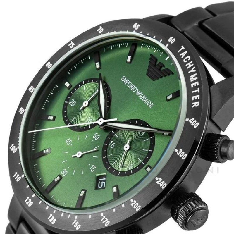 2025 Mens Wrist Watch EMPORIO ARMANI AR11472 Stainless Steel Black Green Dial  - Image 3