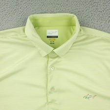Greg Norman Polo Shirt Mens XL Light Green Stripe PlayDry Golf Shark Logo Casual
