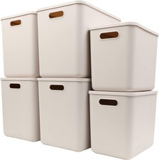 Plastic Storage Baskets W/ Lid Organizing Container Lidded Knit Storage
