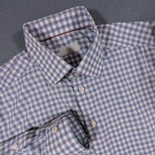 Eton Dress Shirt Mens 17.5 Contemporary Fit Gingham Check Long Sleeve