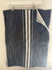 Pottery Barn Quilted Pillow Shams Standard 2 White Navy Light Blue Envelope