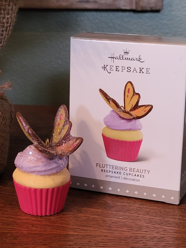 Hallmark Ornament - "FLUTTERING BEAUTY"  MONTHLY KEEPSAKE CUPCAKES