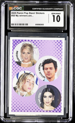 Harry Styles, Billie Eilish, Dua Lipa & Meghan Trainor 2025 Panini Pop Stars #50
