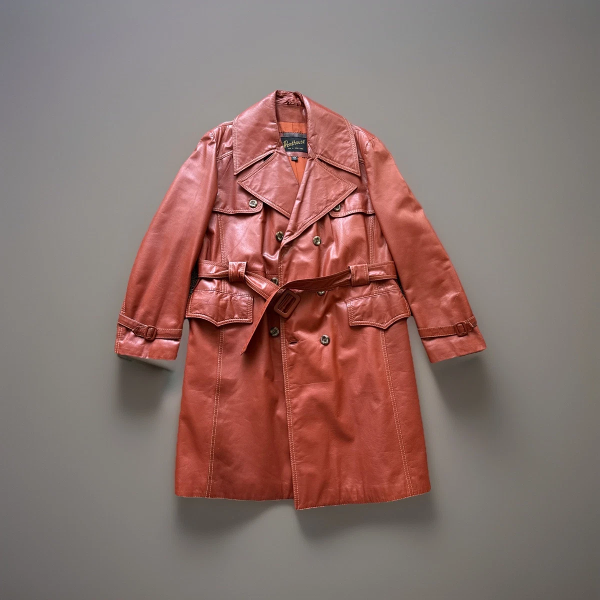 Trench Coat/Mac Leather Regular Size Vintage Outerwear Coats