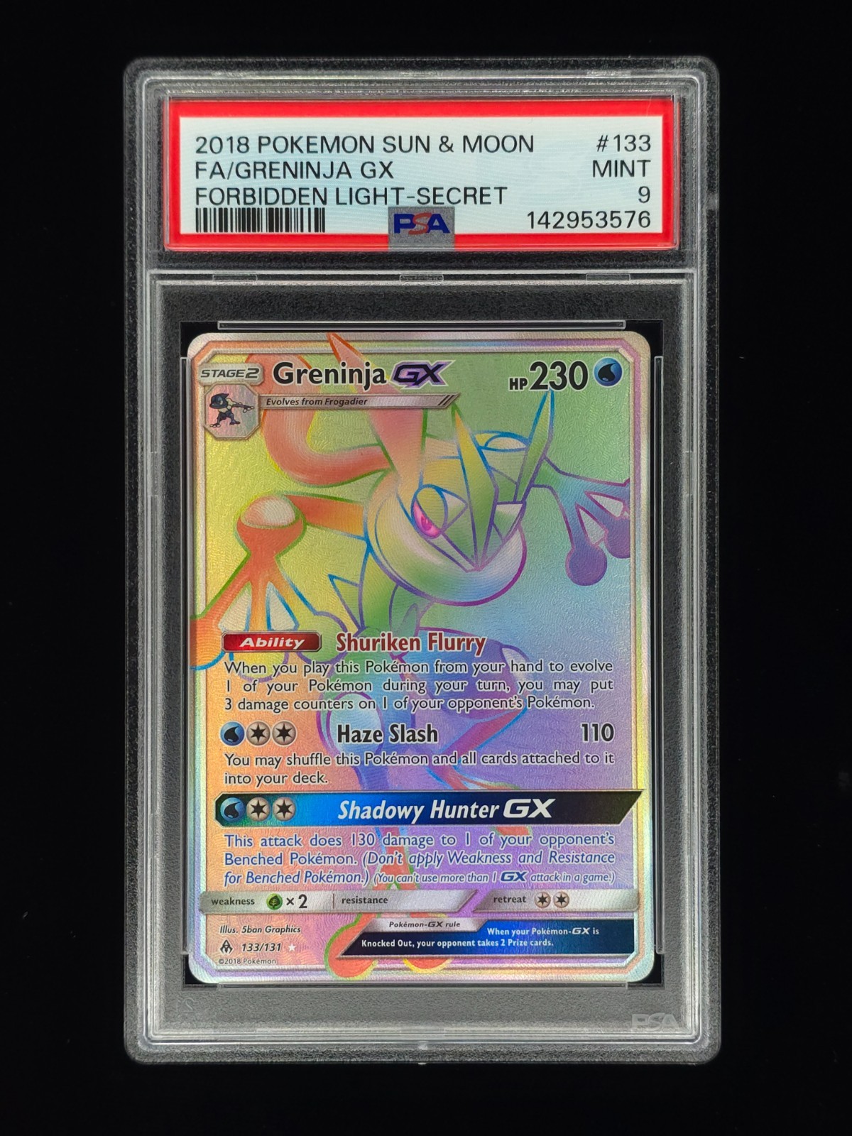Greninja GX 133 Pokémon Forbidden Light PSA 9 🔥🔥🔥