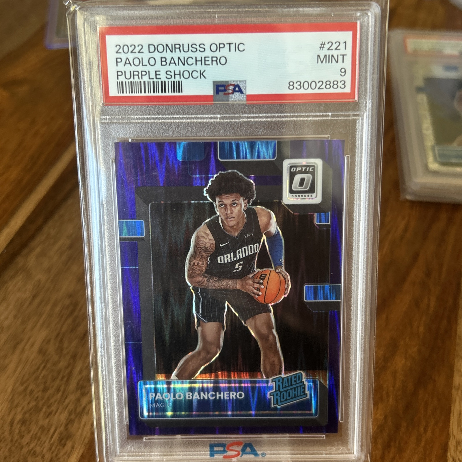 2022-23 Donruss Optic Purple Shock #221 Paolo Banchero RR RC PSA 9