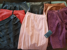1980's -LOT of 7- Womens Vintage Leather Suede Shorts Skirt Lot Red Purple Black