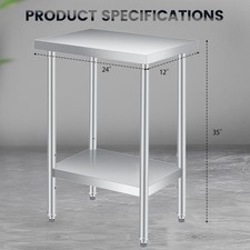 Stainless Steel Commercial Prep Table Work Bench Kitchen with Overshelf 2 Tier