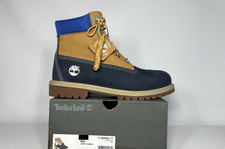  IMPORT-FREE Timberland Premium 6 Inch Boot Navy Wheat Junior Sz 6Y Nubuck