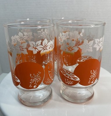 VTG  Libby 4 Orange Juice 4'' Citrus Grapefruit Glasses Set