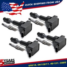 UF816 Ignition Coil Pack 27300-2E601 and Iridium Spark Plug Set of 4 For Hyundai