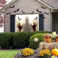 5X5Ft Halloween Curtains Decorations Window Banner Cover Large Backdrop Wall Bac