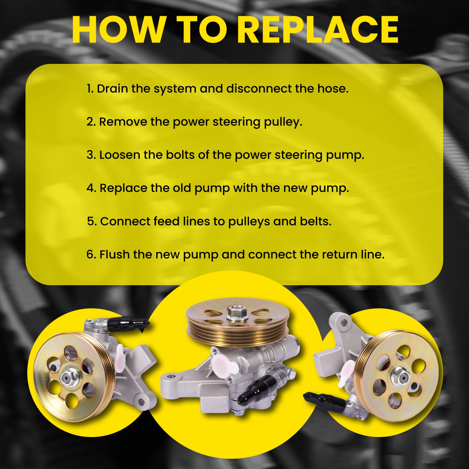 Power Steering Pump w/ Pulley for 97-00 Acura EL 97-01 Honda CR-V 96-00 Civic