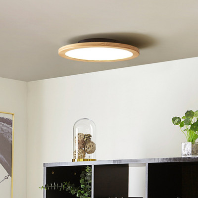 Lucande Deckenleuchte Deckenlampe LED Joren Holz Fernbedienung rund Wohnzimmer