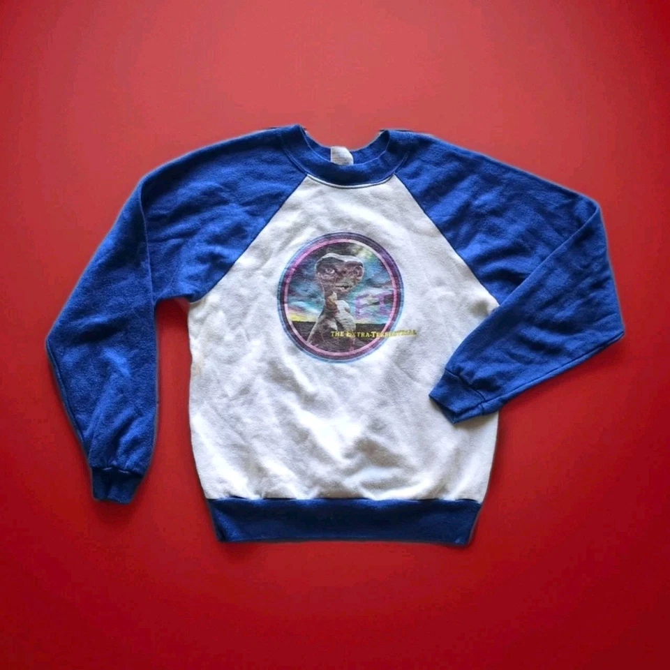¡Raro! ¡Con etiquetas! De colección 1982 E.T. Universal Studio Movie Sudadera Juvenil L Vintage Foto 2 de 4