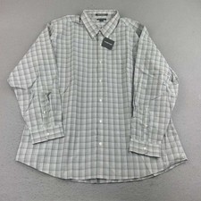 Eddie Bauer Shirt Mens 2XL Gray Plaid Wrinkle Free Relaxed Fit Button Up NWT
