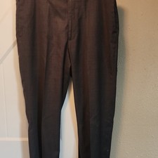 Dark Gray Flat Front Straight Leg Solid Dress Pants for Men