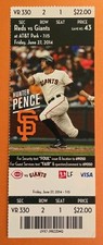 San Francisco Giants Cincinnati Reds Baseball Ticket 6/27 2014 Chapman S Cueto W