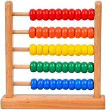 Wooden Abacus for Kids - 50 Beads Counting Toy Colorful Counters for Kids Math E